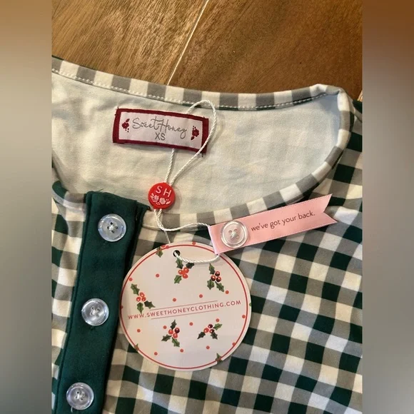SweetHoney Green‎ and White Gingham Nightgown women’s xs. - Picture 5 of 6